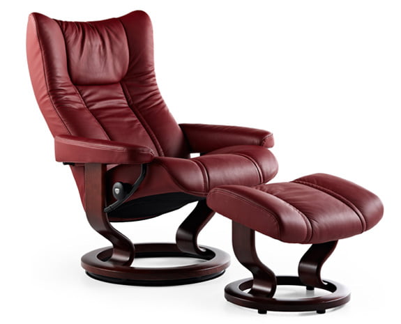 Stressless Wing Leather Recliner Chairs, Stressless Red Leather Sofa