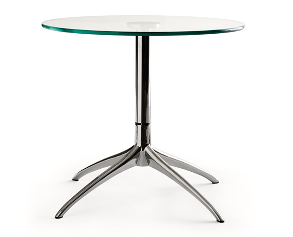 Table avec plateau en verre rond et pied en métal (inox), Stressless Urban S (small).