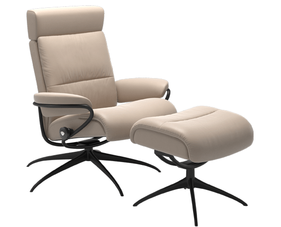 Stressless Tokyo with adjustable headrest, leather Cori Vanilla, black base