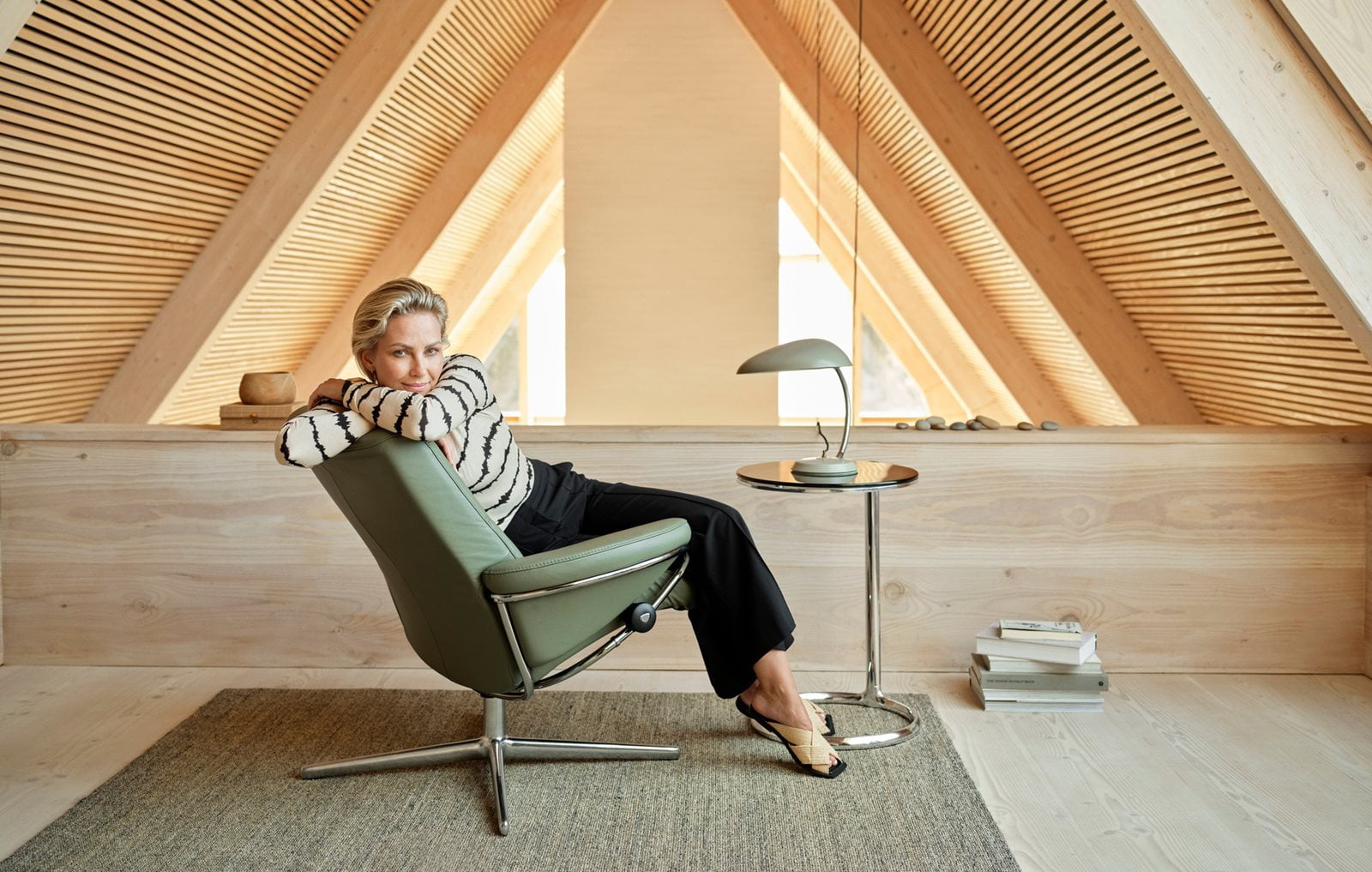 Woman in a Stressless recliner