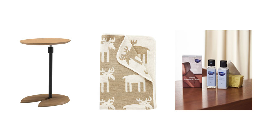 Stressless US table, blanket and leather care products