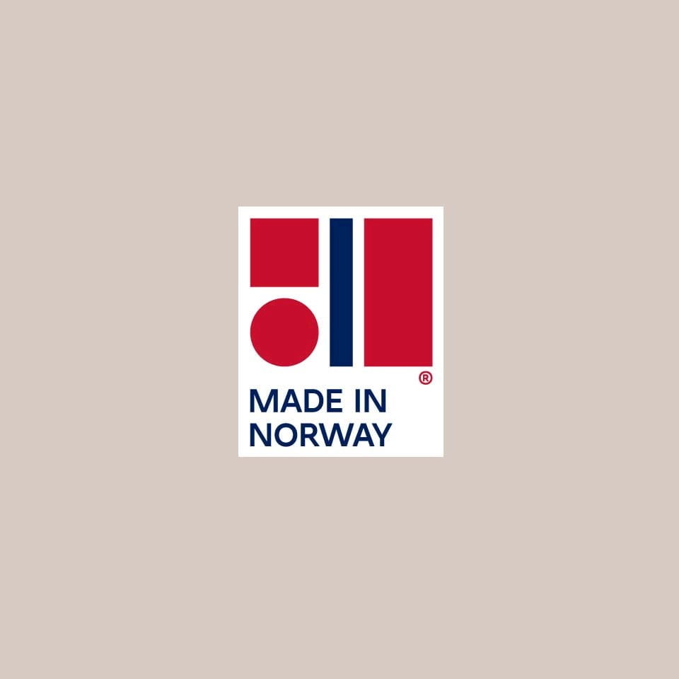 Made in Norway logo on beige background